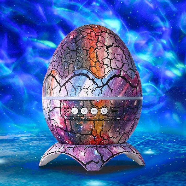 Huevo de dinosaurio, proyector de cielo estrellado, ruido blanco, música Bluetooth, grieta, lámpara de nebulosa, ondas de agua, luz de noche para niños
