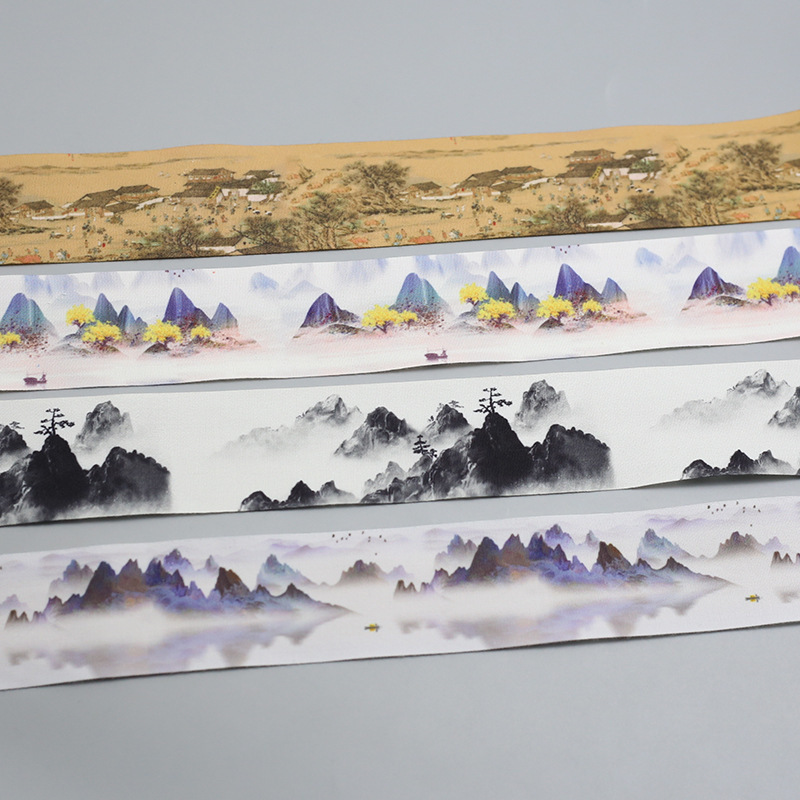 Chinese Style Printed Ribbon Ribbon Cloth Strip Decoration Gift Box Decoration Wrist Tie Handmade Material Cloth Belt