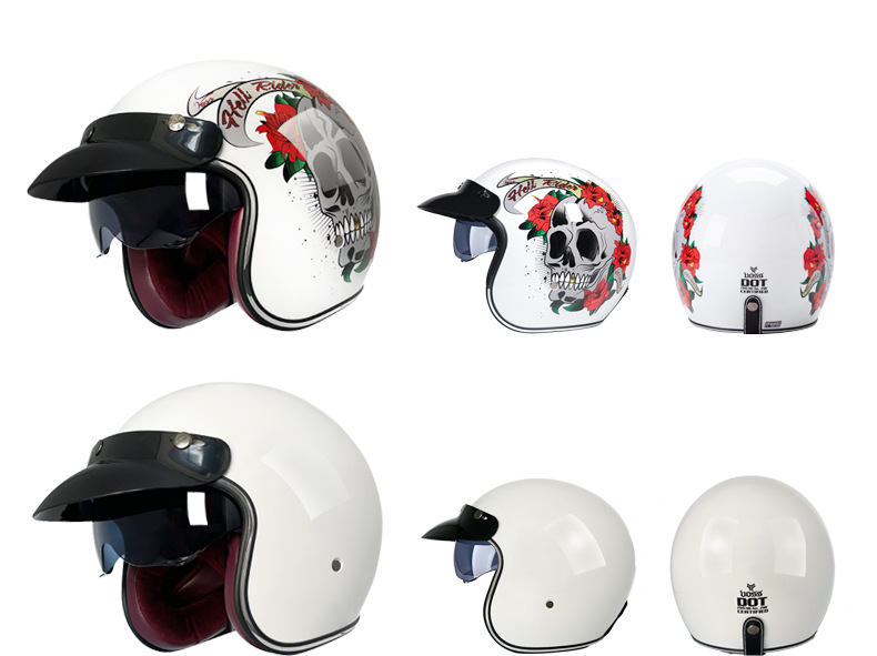 VOSS retro helmet four seasons with endoscope personalized men's and women's plus size warm motorcycle electric locomotive 3/4 half helmet