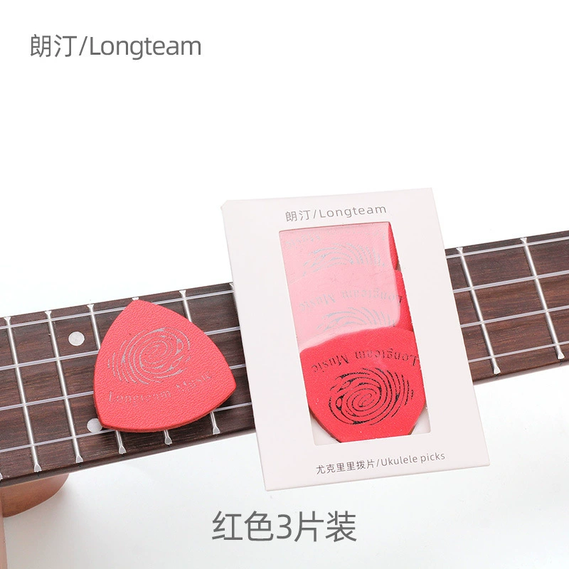 Ukulele picks Longteam leather soft finger picks, 3-pack, ergonomic grip, assorted colors