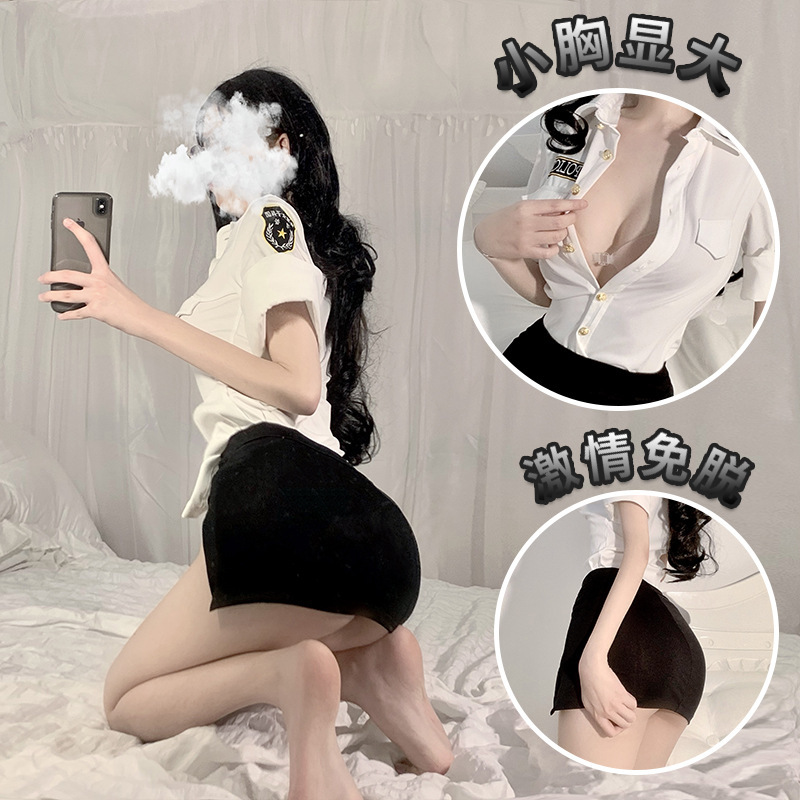 Sexy lingerie female police stewardess clothes uniform seductive hip skirt police uniform role play suit one-piece delivery