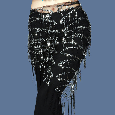 thumbnail image 2 of Women's Belly Dancing Belt Sequined Fringed Triangle Waist Chain Belly Dance Hip Scarf Belt 2 of 14