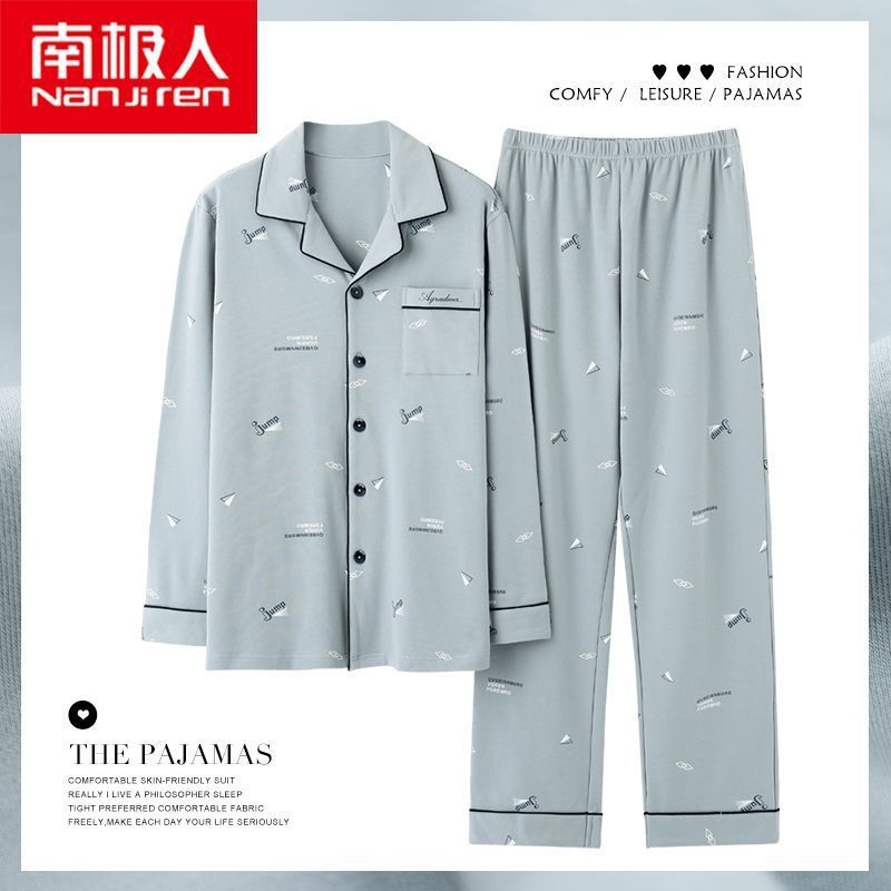 Nuevo pijama de algodón masculino primavera y otoño manga larga suelta más grande ocio se puede usar con ropa de hogar