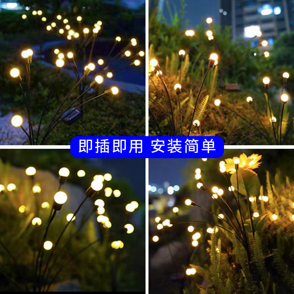 Luces solares para jardín, luces de exterior para césped con energía eólica, luces de paisaje para jardín, ideales para Amazon y comercio transfronterizo.