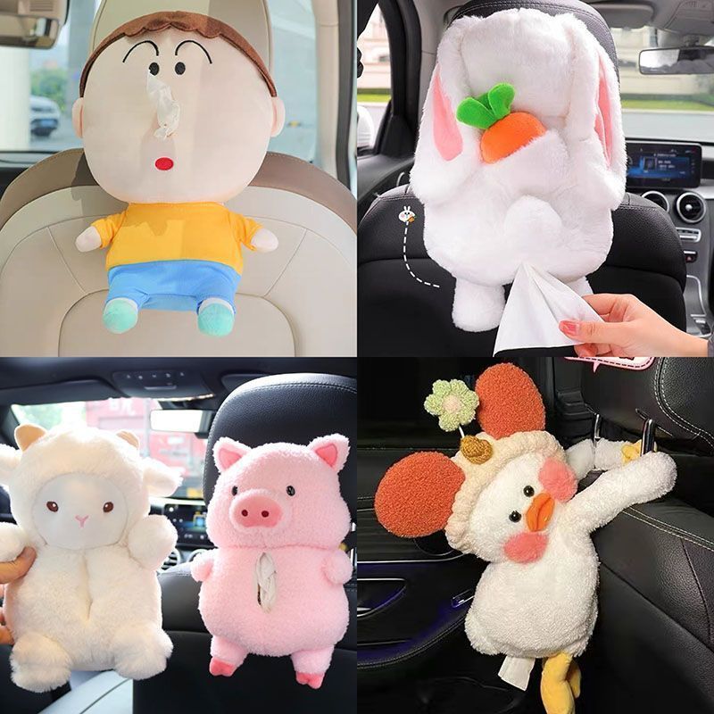 Cartoon Car Tissue Box Creative Cute Chair Back Tissue Bag Armrest Box Hanging Tissue Cover Car Decoration for Girls