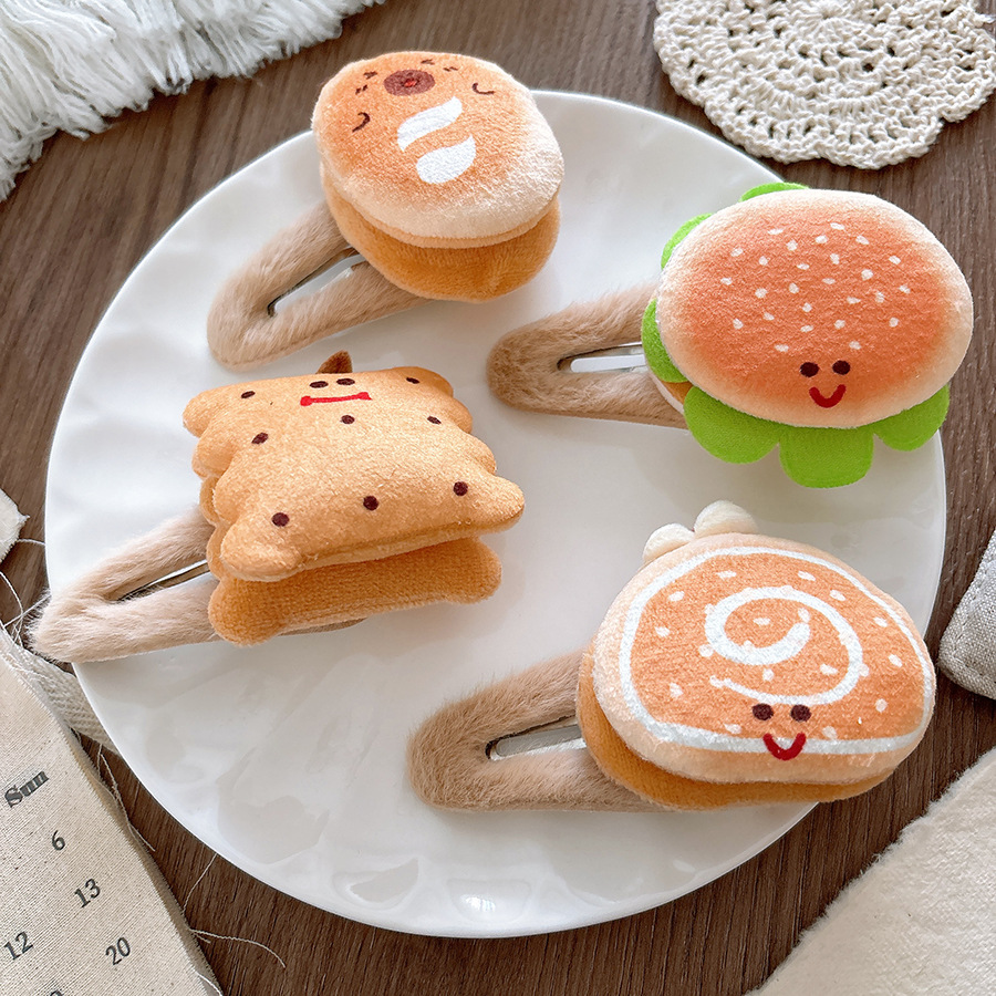 18g Weight Hair Clip Hair Accessories Type pendant Quantity Anniversary Occasion Hamburger Pattern All Seasons Season Kid'S Gender Casual, Cute, Sweet Style Casual Cute Sweet Kid'S Hamburger Cloth Hair Clip 4