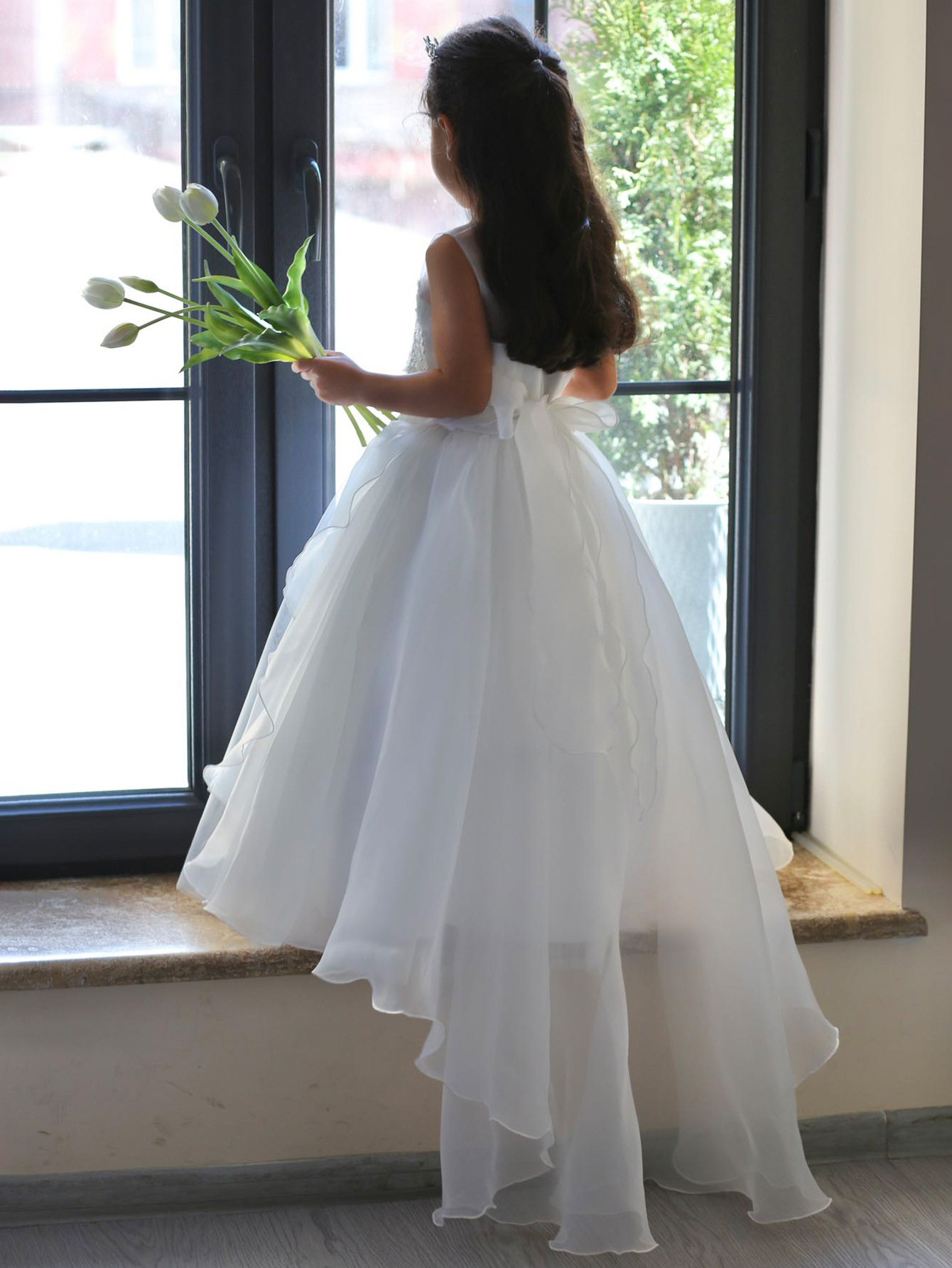 Comercio exterior Amazon ropa para niños niñas pettiskirt niños princesa vestido de piano rendimiento flor niña vestido de novia vestido de Trailing