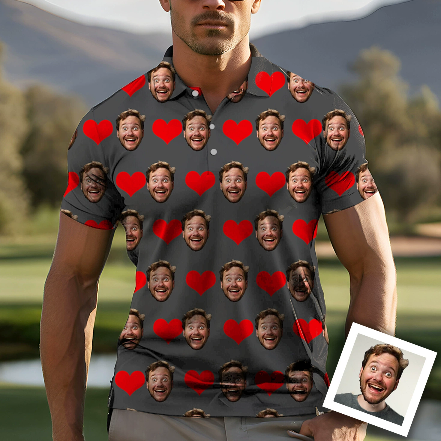 Polo заменяет мужское лицо с короткими рукавами моды 3D печать пуговиц custom face photo