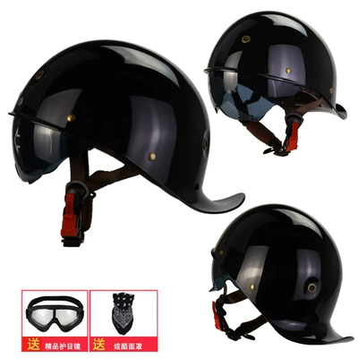 Women, Electric Motorcycle Helmet for Riding | Motosiklet kaskı (dəbilqə) - bright-black-3c-certification-face-towel-wind-goggles-tea-lens-m