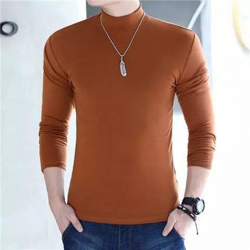 세미 하이 칼라가있는 카키