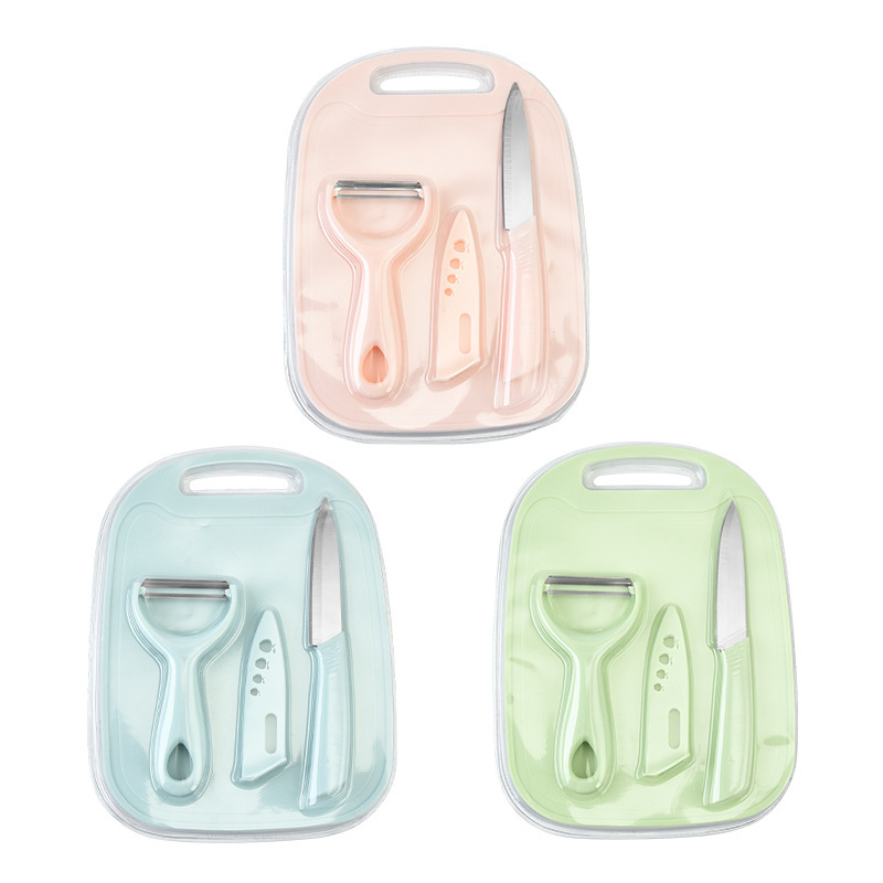 Gadget de cocina de acero inoxidable Kit de cuchillo de frutas de tres piezas Kit de cuchillo de frutas de melón Junta de cocina