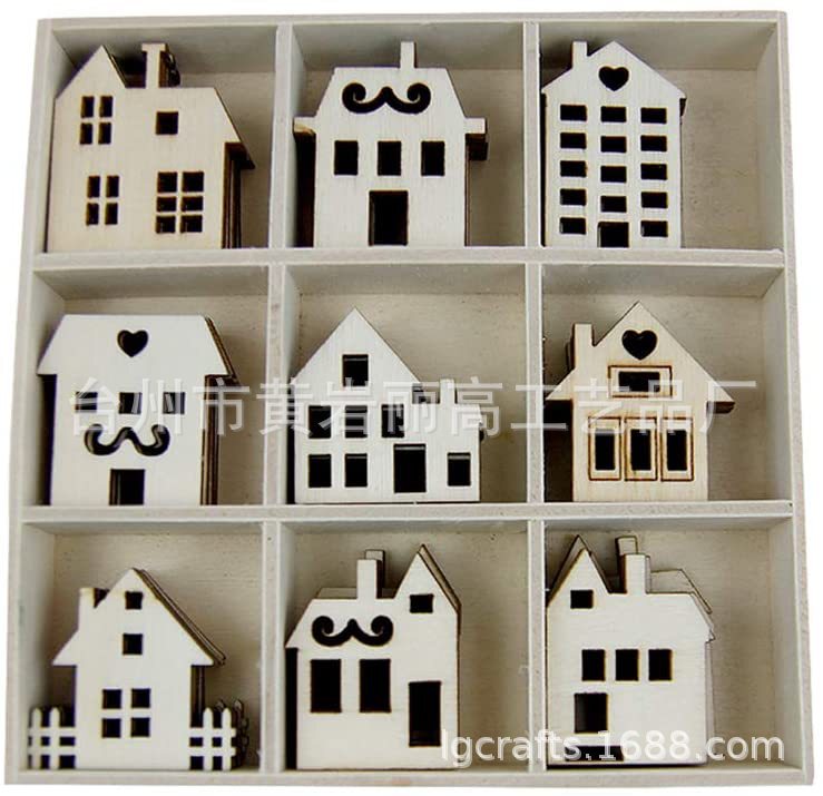 Wooden Crafts Shape House Shape Wood Decor Hollow Out Veneer DIY Craft Projects Home Decoration