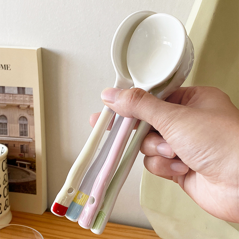 Palillos de cerámica macaron contraste color diseño chica corazón color ins hogar cerámica cuchara traje 5 pares caja regalo