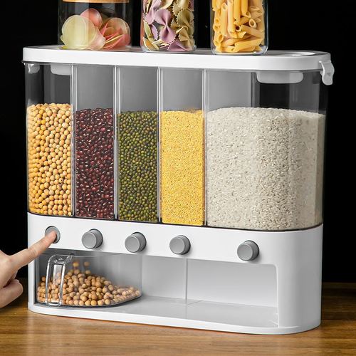 Categorized Five-Grain Storage Box with Rice Bucket: Insect-Proof, Moisture-Resistant, Airtight Canister—Household Food-Grade Rice Container