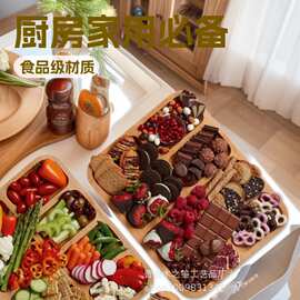 竹制熟食盘带黑色手柄奶酪板木制隔板盘零食切割板食品婚礼盖板