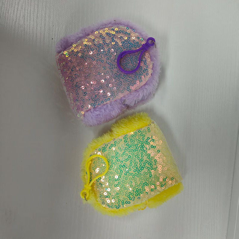 跨境儿童创意炫彩镭射亮片零钱包耳机包圆形简约亮片儿童零钱包