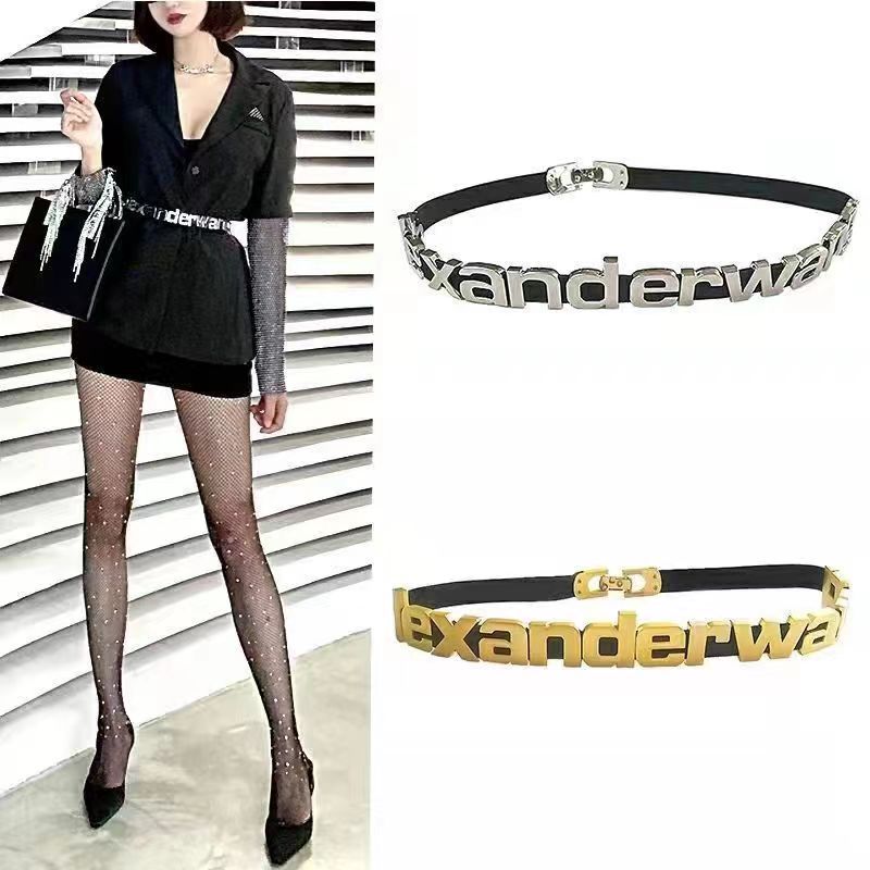AW Letter Women's Decorative Belt Women's Matching Skirt Fur Women's…