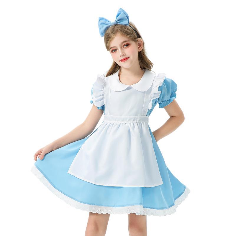 Children's Clothing Blue Alice Maid Costume Girls Stage Performance Costume Lolita Performance Costume Dress