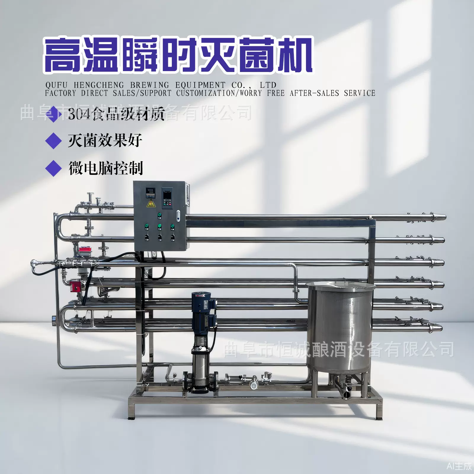 米酒黄酒杀菌设备 管式超高温饮料果汁杀菌机 连续瞬时灭菌机