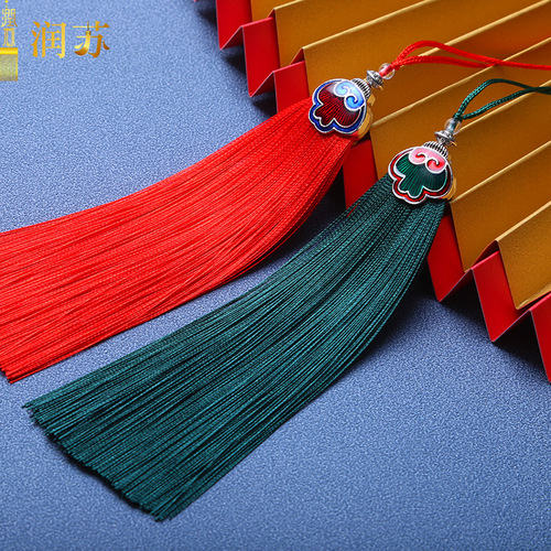 Runsu tassel 13 cm auspicious cloud hat tassel tassel Chinese landscape Thai blue hanging tassel car hanging ancient ornaments pendant