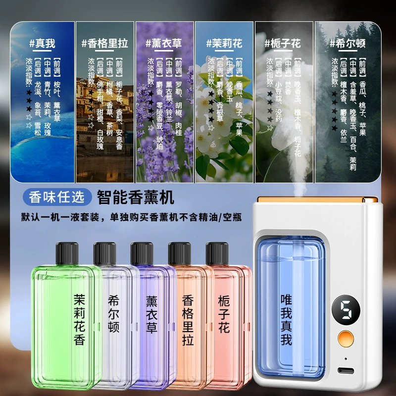 Ultrasonic aroma diffuser PW20, built‑in battery, ≥41 m² coverage, 12h+ runtime