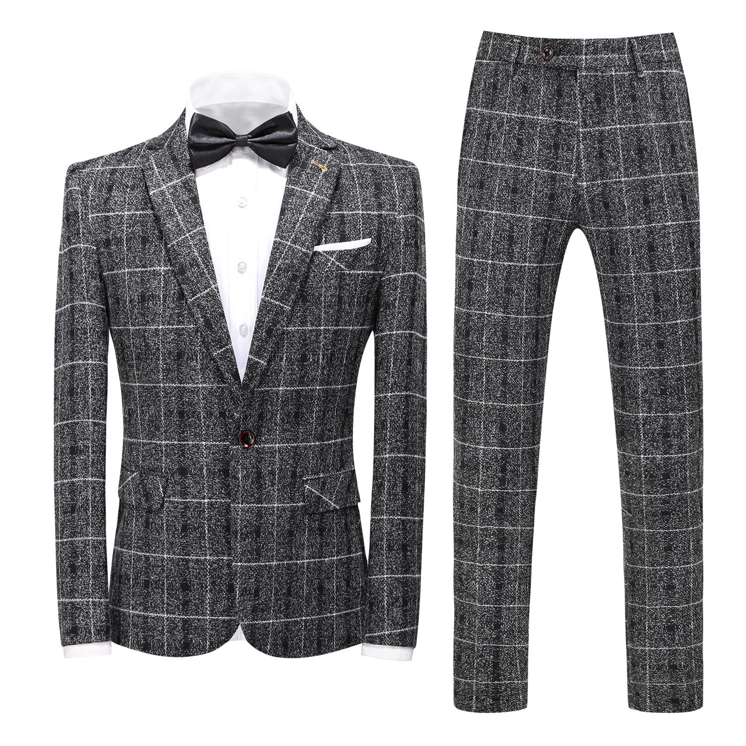 Traje de hombre traje de tres piezas estilo coreano slim fit británico casual moda novio vestido de novia Plaid traje pequeño hombres