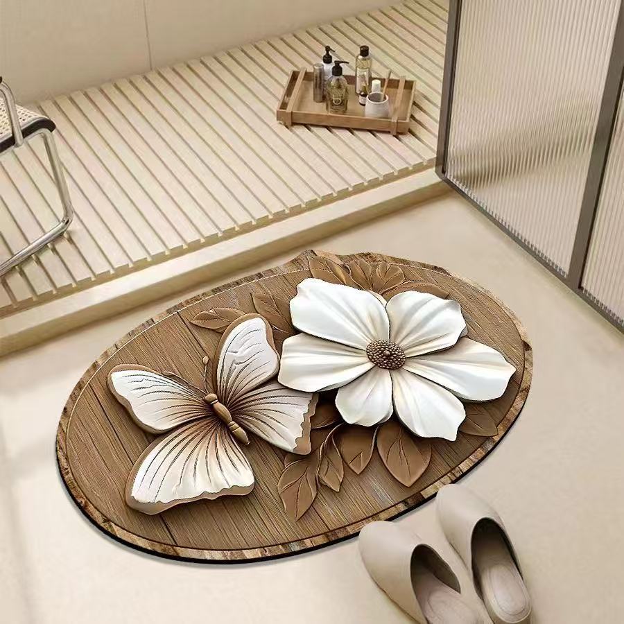 Special-shaped diatom mud mat light luxury bathroom mat strong absorbent bathroom door anti-skid mat a generation of hair