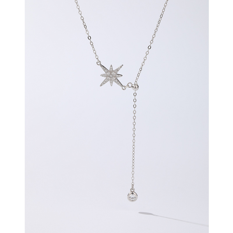 925 plata esterlina ocho Awn estrella collar de las mujeres de lujo ligero nicho diseño sentido 2023 nueva cadena de clavícula collar de la borla