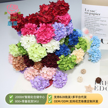 跨境5头迷你绣球酒店婚庆路引绢布摄影道具家居桌面装饰人造花