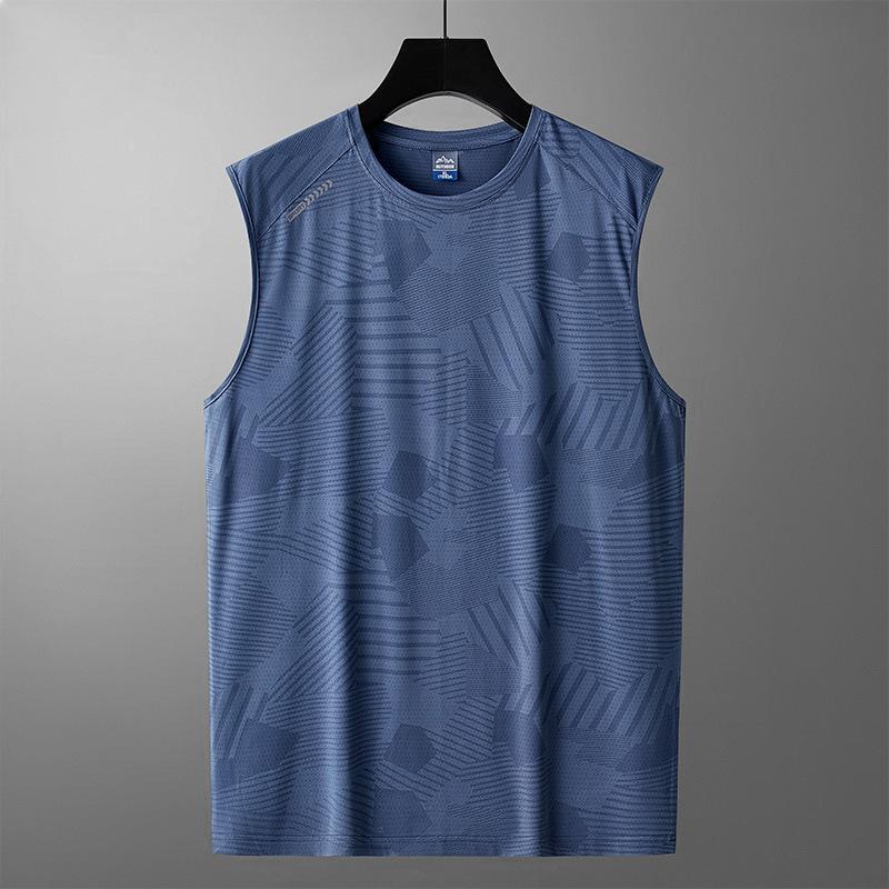Breathable Ice Sense Loose Camouflage Short-sleeved T-shirt Top Running Sports Vest Men's Ice Silk Vest Men's Fitness Vest