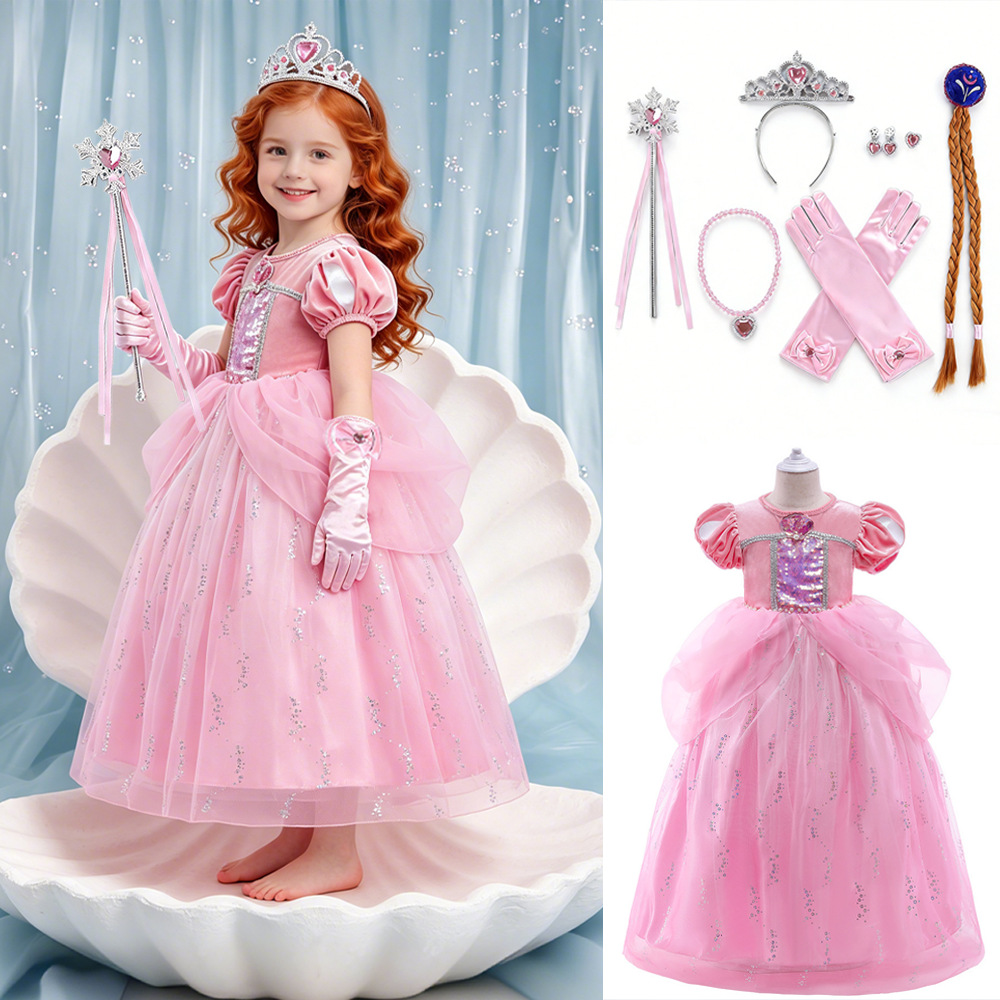 Cosplay ropa de actuación sirena ropa de actuación de niñas vestido de princesa red Pong vestido de niñas
