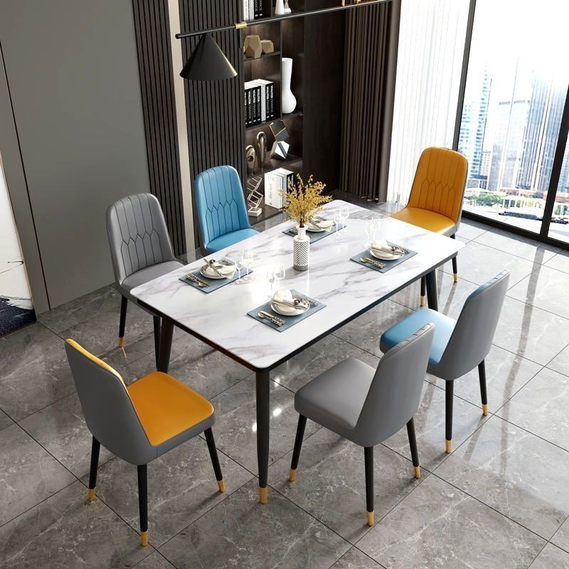 Mesa de comedor de lujo nórdica combinación de mesa de comedor simple, mesa de comedor doméstica pequeña, mesa de comedor rectangular para 4 personas, 6 personas