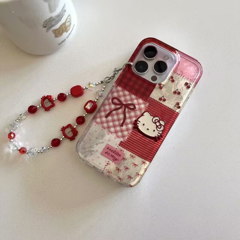 Sweet Style Stitching Bow Apple 17 Stereo Kt16Promax Mobile Phone Case 15 Mobile Phone Case Cherry Plaid Women