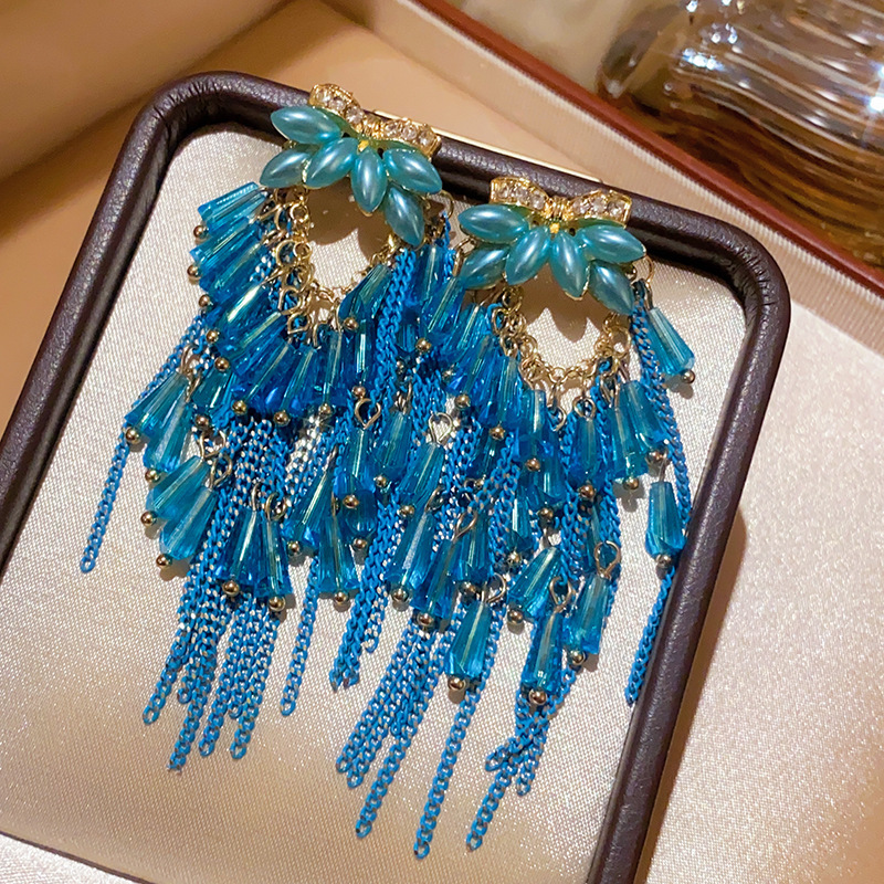 Oro real arco de perlas de aretes