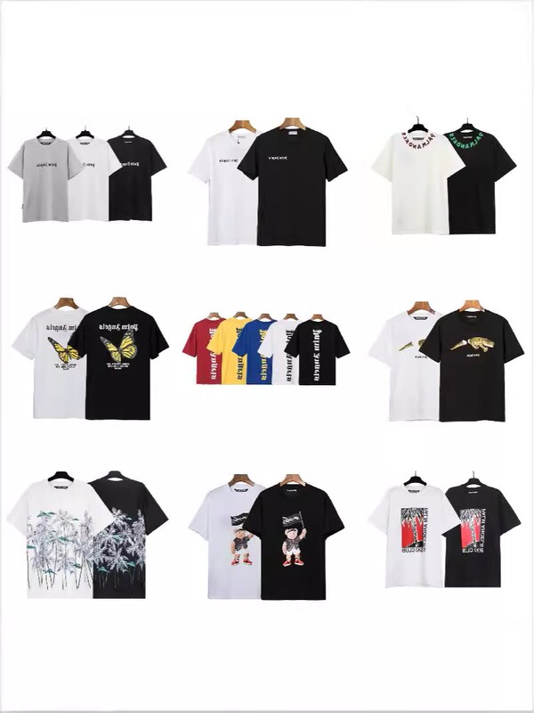 Cross-Border Correct Version of Palm Angel Beheaded Bear Short-Sleeved Palm Tree High Street Fashion Brand Back Large Logo Letter T-Shirt
