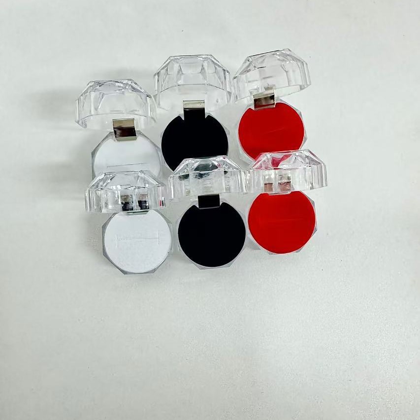 Caja de cristal transparente con tapa plegable pequeña caja de embalaje de pernos de anillo octogonal caja de joyería acrílica joyería caja de almacenamiento