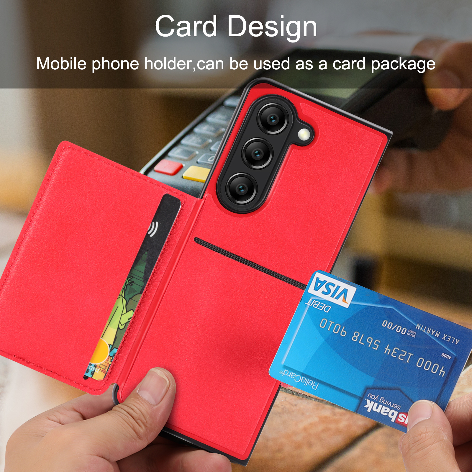 Husă din piele cu textură litchi și compartiment card samsung_voghion.com