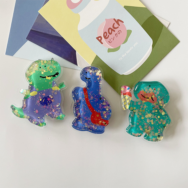 Air Bag Holder Export Creative Cartoon Quicksand Little Dinosaur Lazy Retractable Mobile Phone Holder Logo Wholesale