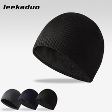 男士秋冬保暖套头帽 NY铁标直边帽户外休闲帽针织加绒毛线帽