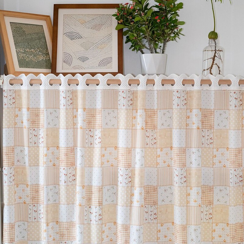 Hegaly Pastoral Retro Cute Orange Color Matching Small Curtain Door Curtain Kitchen Small Curtain Light-Transmitting Curtain