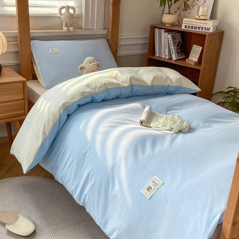 2025 nueva cama de dormitorio de algodón de tres piezas, cama de dormitorio de algodón para estudiantes, funda de edredón individual, funda de cama, funda de edredón