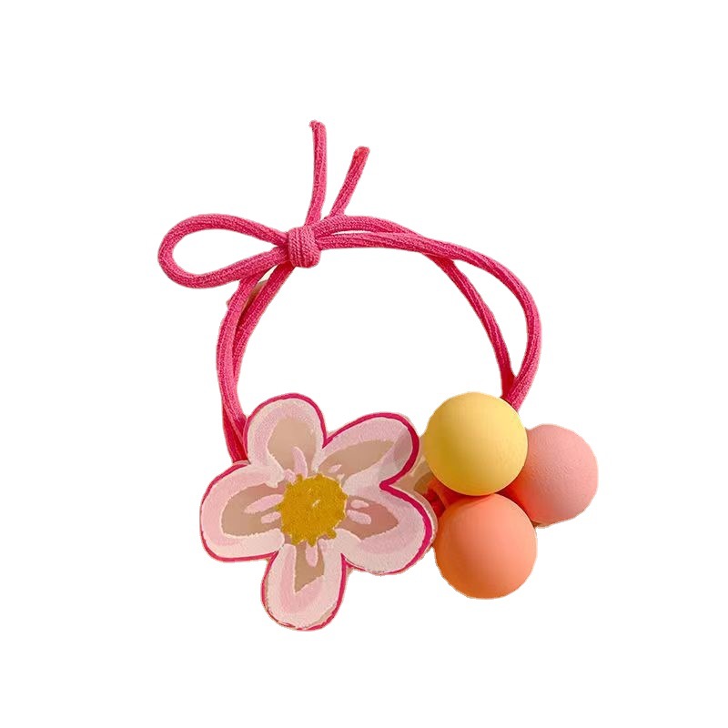 New Children's Hairband for Little Girls, Rubber Band for Balls, Ponytail Hair Accessories, Flowers, Simple and Versatile