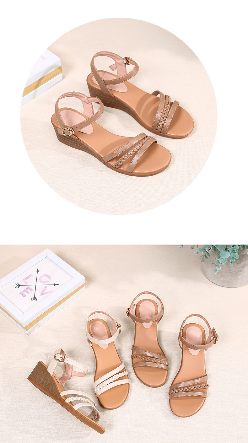 Sandal nữ đế xuồng da thật, quai chữ V đơn giản, đế mềm thoải mái — Trắng be chi tiết 13