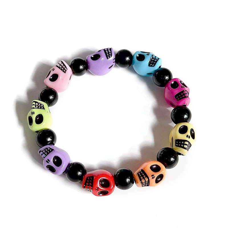 Bracciale con perline e teschio per uomo e donna stile retro_voghion.com