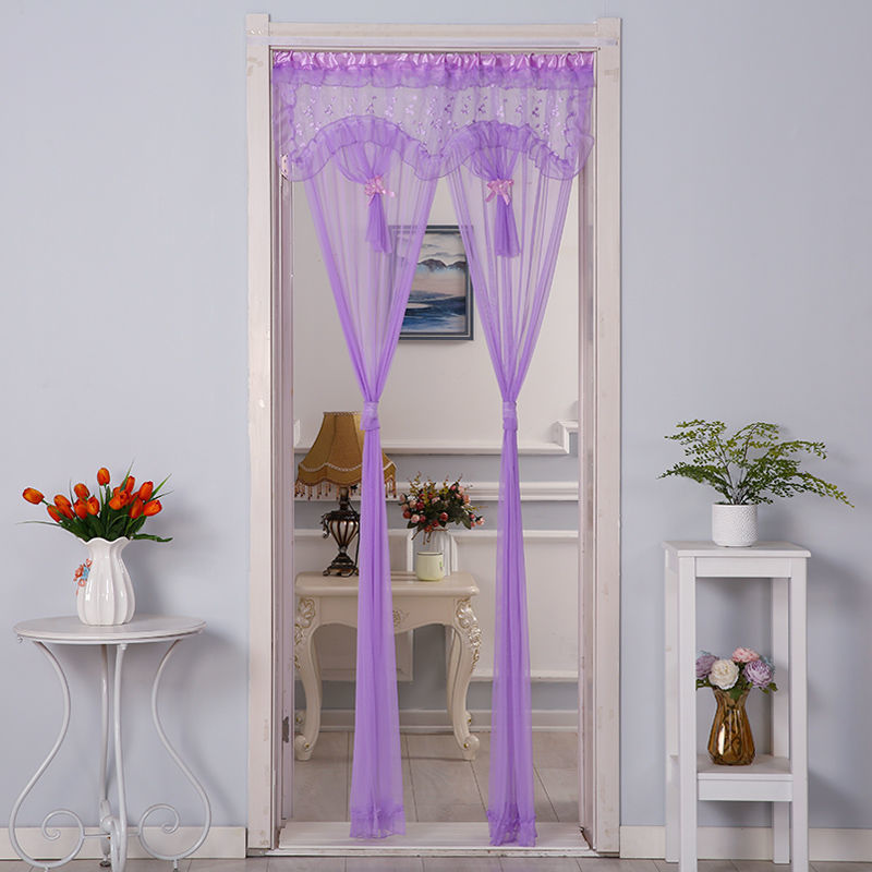 Cortina roja de boda de moda belleza hilo de encaje cortina de puerta dormitorio sala de estar simple cortina de partición a prueba de mosquitos