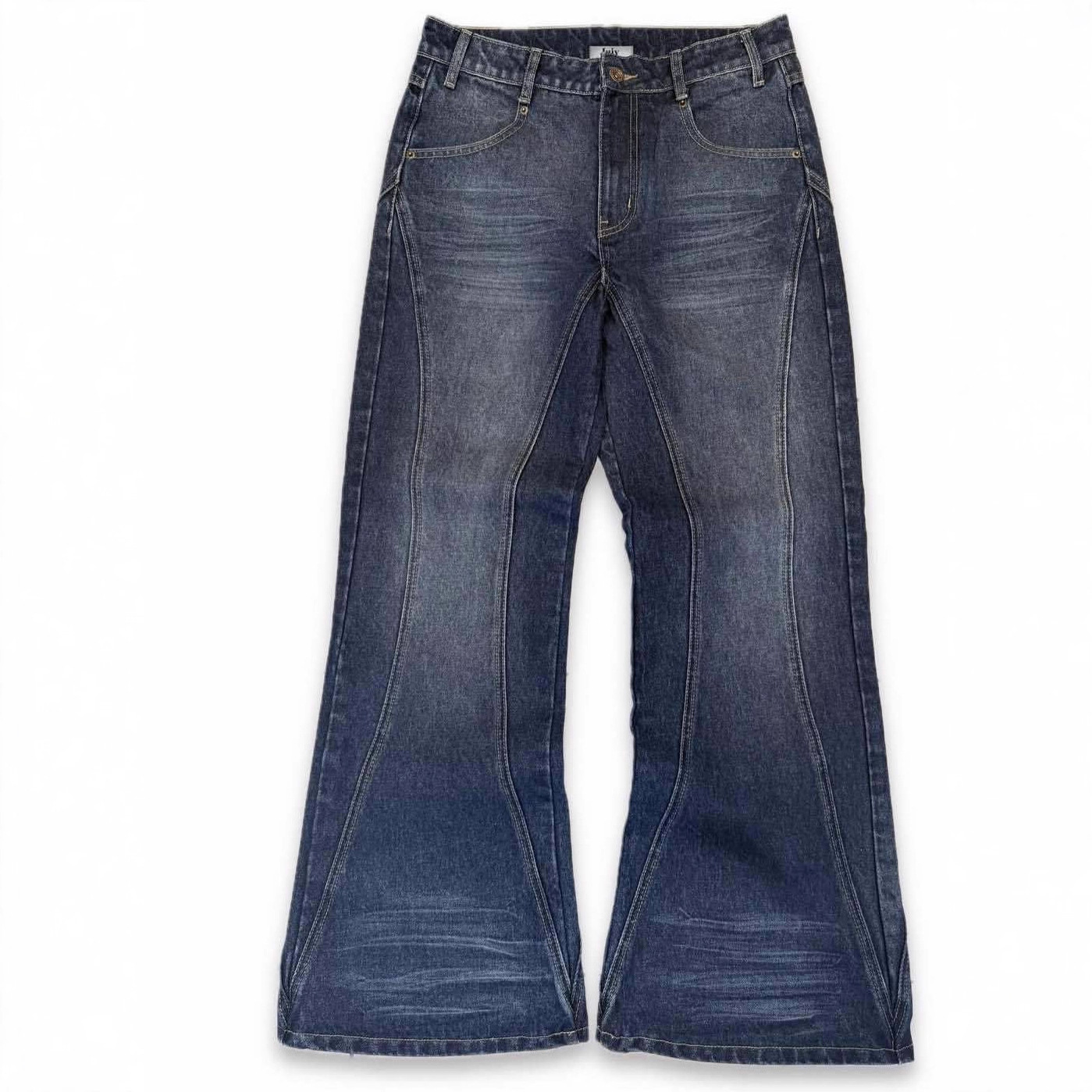 Europa y Estados Unidos lavados transfronterizos hacen la vieja personalidad de la calle estilo americano de moda jeans de cintura alta casual pantalones rectos versátiles