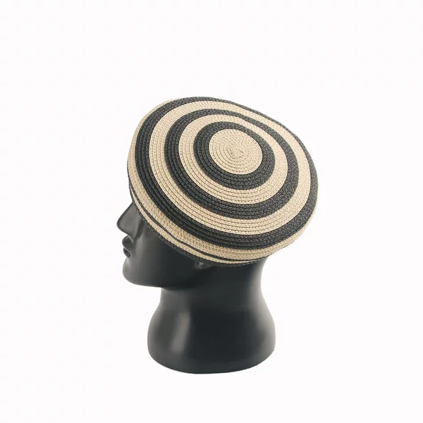European and American Color-Blocked Stripesd Bow Papyrus Dome Sun Hat Summer Sun Protection Beach Large Brim Dome Straw Hat