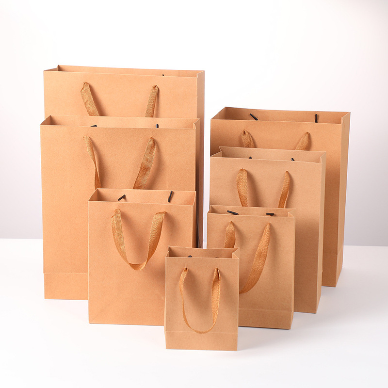 Hand-Held Bags, Kraft Paper Bags, Gift Bags, Multi-Specification High-End Printed Logo Takeaway Packaging Bags, Clothing Bags