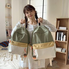 新款高颜值日系清新甜美撞色拼接背包初高中生轻便大容量双肩包