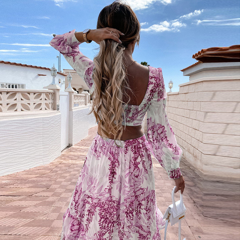 V-Neck Long sleeve Maxi Dress 